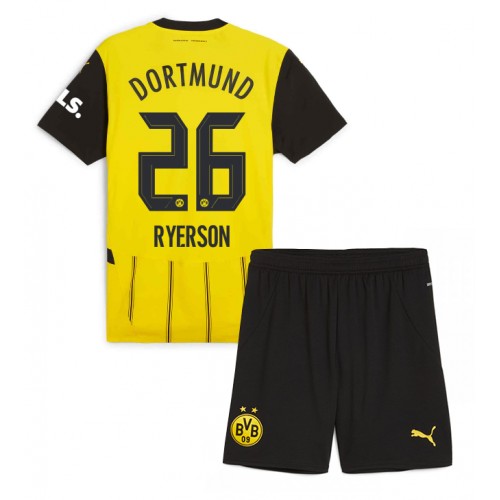 Fotballdrakt Barn Borussia Dortmund Julian Ryerson #26 Hjemmedraktsett 2024-25 Kortermet (+ Korte bukser)